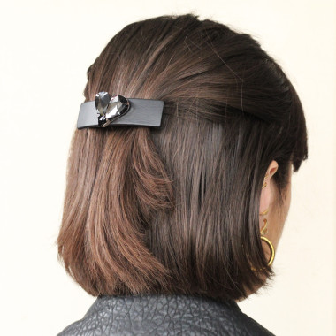 Barrette cuir & coeur en...